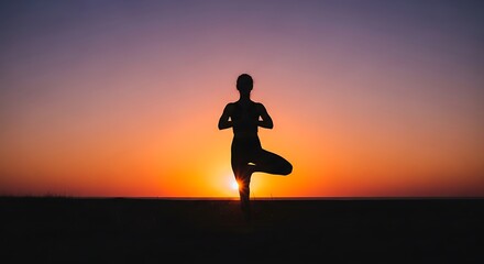 Sunrise Yoga Pose Silhouette.
