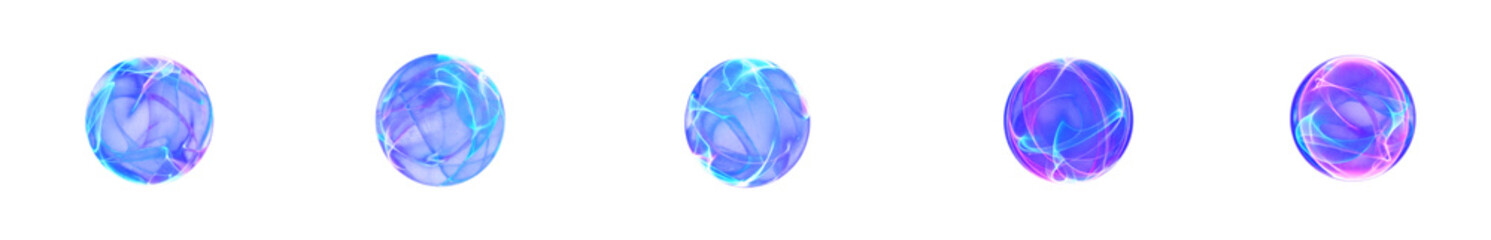 Vibrant and glowing orbs shimmering in shades of blue and purple beautifully against a sleek black backdrop