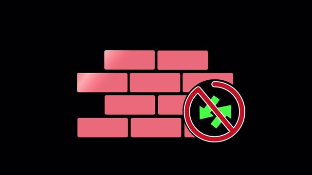 Firewall Blocked Connection &mdash; Seamless Loop, Alpha Channel &mdash; For IT Security Dashboards & Status Pages