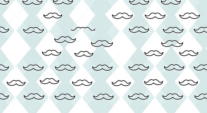 Pastel Diamond Pattern with Mustaches.