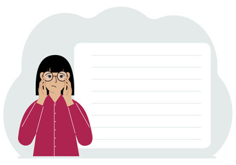 Woman with glasses. Vision problem concept. Vector