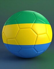 Fototapeta premium Gabon flag soccer ball, green background