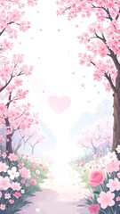Fototapeta premium Pastel pink cherry blossom path