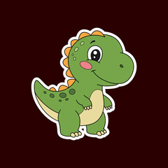 Cute T-Rex dino stickers, cartoon style, Chibi Style.