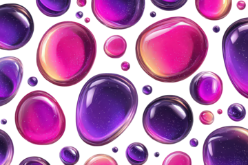 Abstract Pattern Of Pink And Purple Bubbles On Black Background