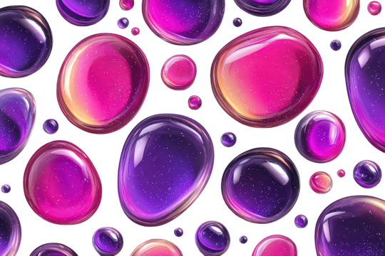 Abstract Pattern Of Pink And Purple Bubbles On Black Background