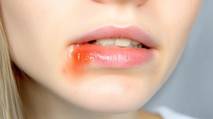 Inflamed or Swollen Lip Caused by Herpes Simplex Virus