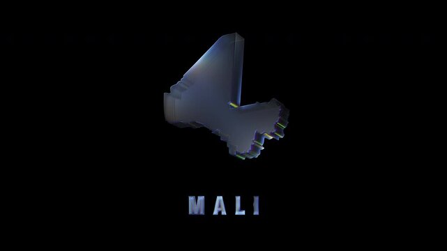 Rotating hologram of mali map on black background