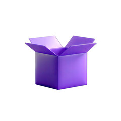 Open purple box, 3D graphic