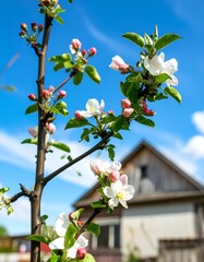 Blossoming apple tree in spring