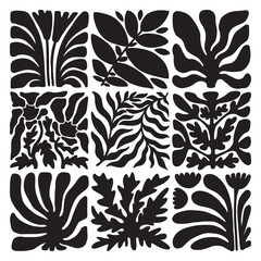 Botanical Abstract Foliage Silhouette Pattern Modern Floral Nature Cutout Design