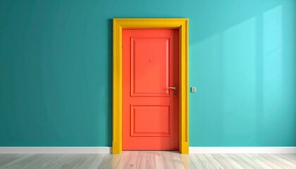 blue door in a red wall