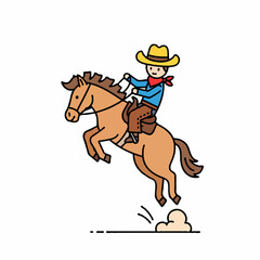 Cowboy Riding Horse Vector Illustration