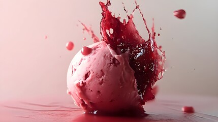 Hell-styled sorbet presented as abstract dessert sculpture with creative food styling, artistic gourmet photography concept
