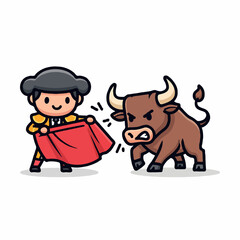 Obraz premium Matador Facing a Bull Vector Illustration