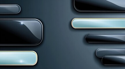 Dark, glossy rectangular and oval shapes, layered