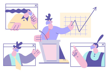 Online Business work meeting concept.