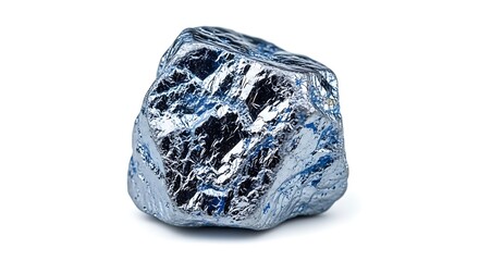 Shiny cobalt nugget isolated on white background, a valuable and rare metal