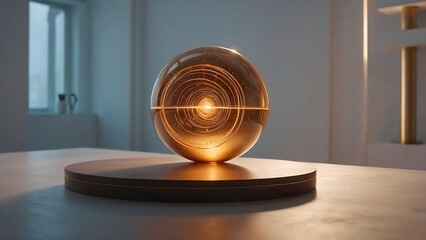 Abstract technology sphere with a glowing core.

