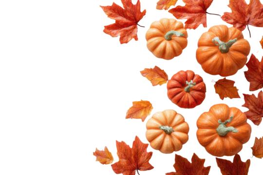 Autumn pumpkins and leaves border (1)