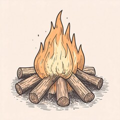 Hand-drawn campfire illustration