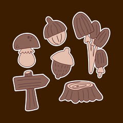 Cute forest elements stickers