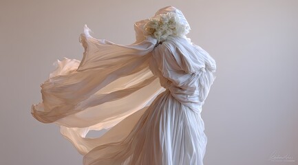 White draped fabric form, light and airy