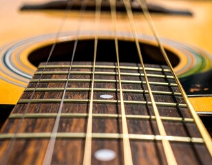 Fototapeta premium Close-up of acoustic guitar fretboard