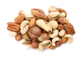 Mix of different nuts isolated on white