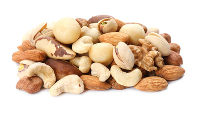 Mix of different nuts isolated on white