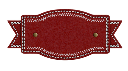 Red Leather Banner With Stitching Detail