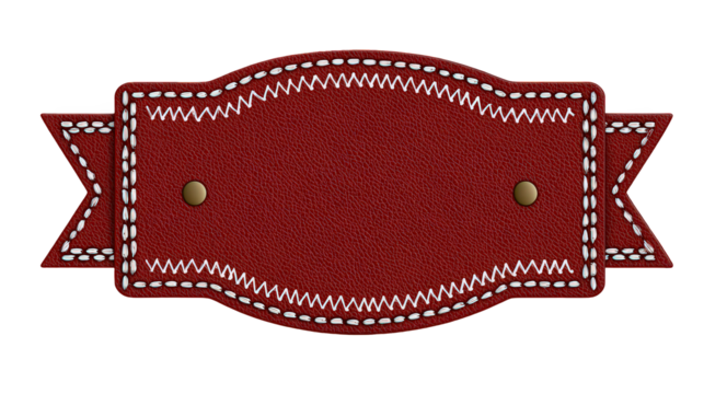 Red Leather Banner With Stitching Detail
