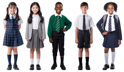 Diverse children in school uniforms