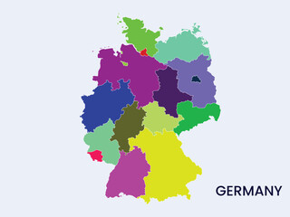 Obraz premium Map of Germany, Map of Germany states Vector Illustration. Map of Bavaria (Freistaat Bayern). 