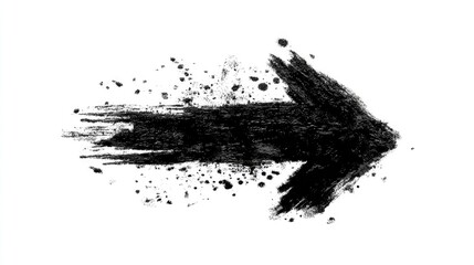 Bold black arrow, textured, with splatters