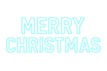 Merry christmas neon sign on transparent background for holiday greetings