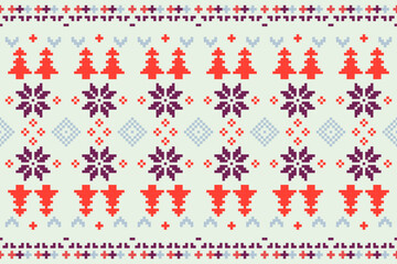 Pixel art christmas pattern holiday decor digital textile design festive vibes colorful geometry