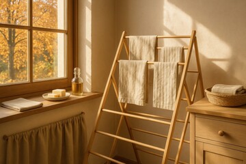 Cozy Autumn Interior with Natural Light, Soft Textiles, and Warm Colors