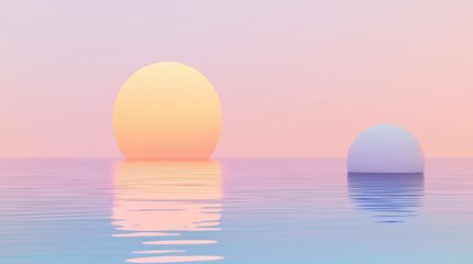 Obraz premium Sunset reflecting on water with a glowing gradient of orange, pink, and purple hues.