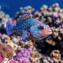 Vibrant fish swimming gracefully through colorful coral reef, showcasing its unique patterns