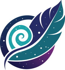 Cosmic spiral galaxy feather illustration vector scalable eps icon for adobe stock vector