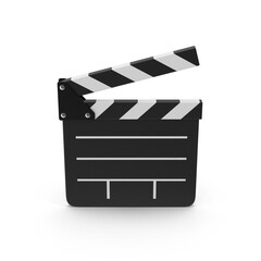 Professional opened film slate clapperboard used in studio shooting