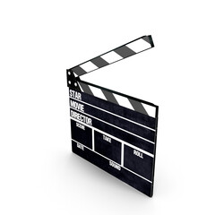 Black movie board clapper used in traditional filmmaking process