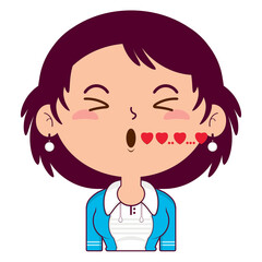 girl wear tracksuit whistling love face cartoon cute