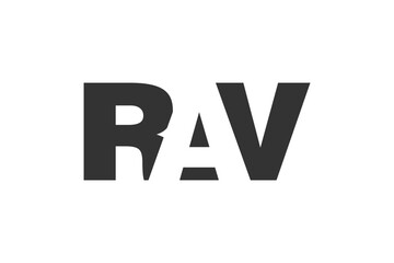 RAV logo design. Initial letter R A V bold font style for tech startups, consulting, corporate branding. Creative company name, headlines typography identity, trendy logotype.