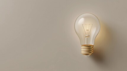 Light bulb isolated on beige background,copy space,creative and inspiration concept.