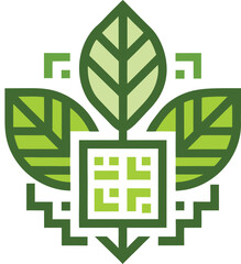 Minimal qr code styled leaf icon digital organic nature vector illustration eps vector
