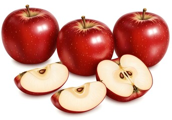 Fresh Red Apple Slices Set
