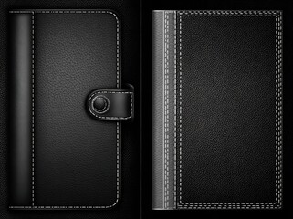Two black leather wallets/notebooks