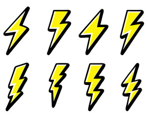 Lightning bolt icon set, Energy and thunder electricity symbol concept, vector Illustration